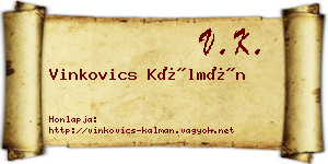 Vinkovics Kálmán névjegykártya